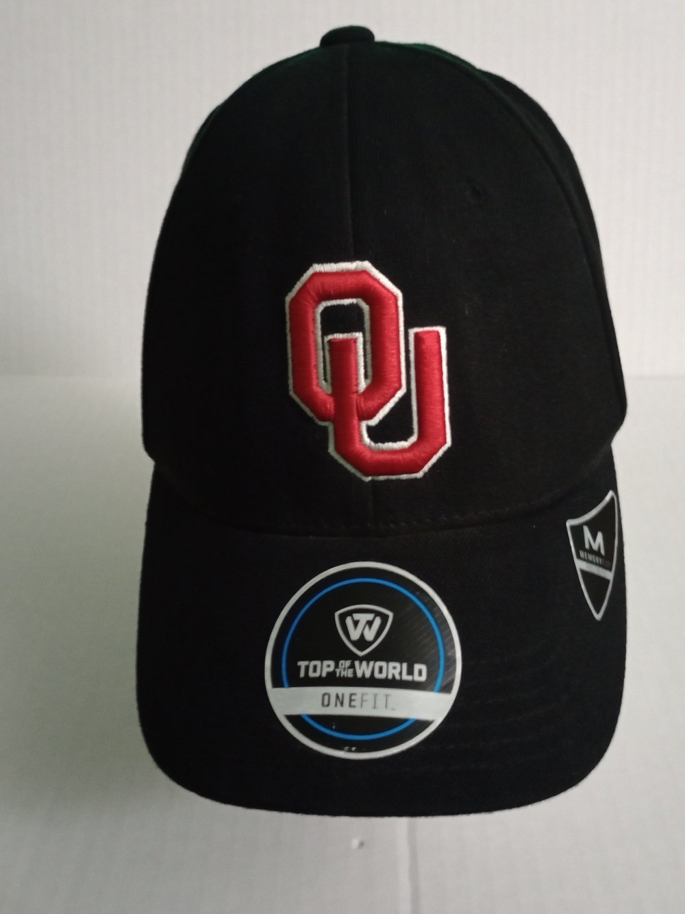 Top Of The World Oklahoma Sooners OU Black One Fit Memory Fit Cap Hat Size M